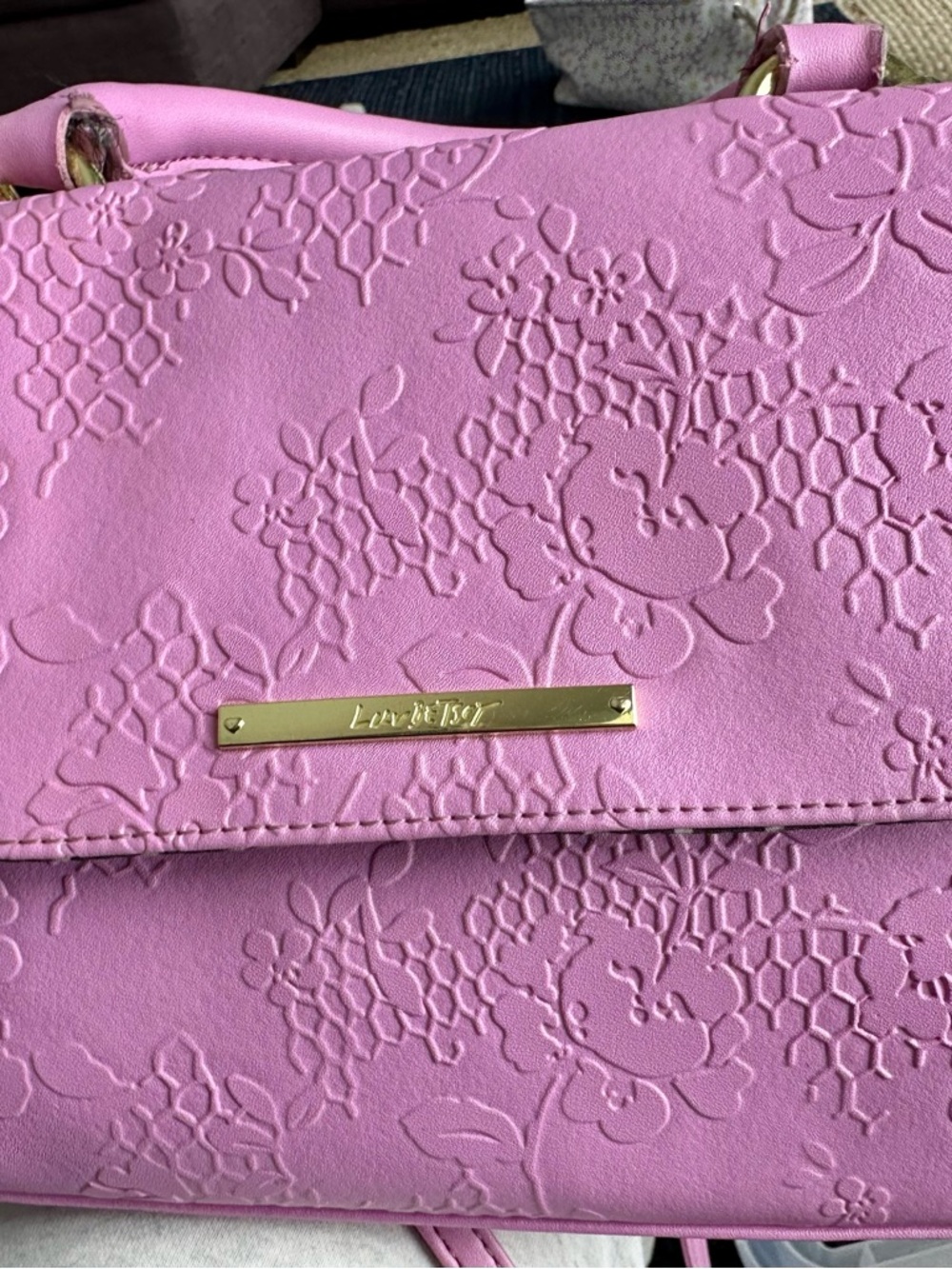 Betsey Johnson Pink Floral Crossbody Bag